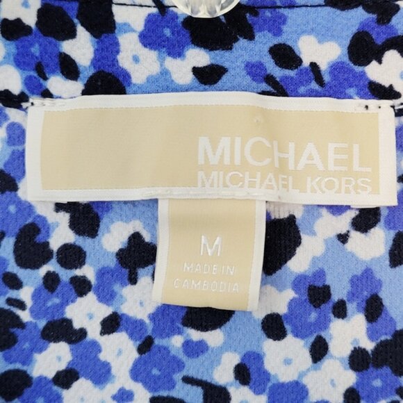 Michael Kors Blouse Blue Patterned Ruffle M - Picture 5 of 8
